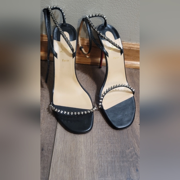 Christian Louboutin So Me Spike 70 Leather Sandals Size 41.5 - Picture 1 of 9